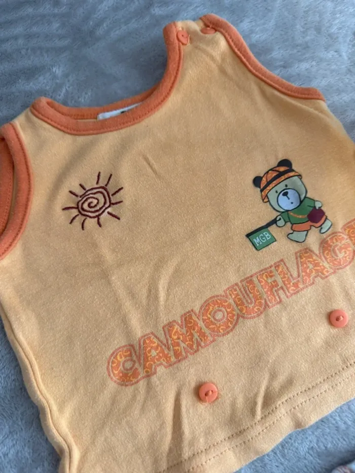 Ensemble bébé été – débardeur et short motif ourson - photo numéro 3
