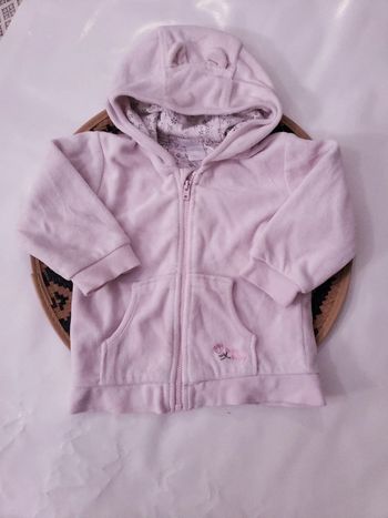 Gilet à capuche velours rose 9-12 mois H&M