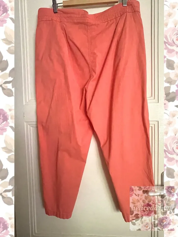 Ensemble tunique en Lin et pantalon assorti taille 48 couleur corail - photo numéro 3