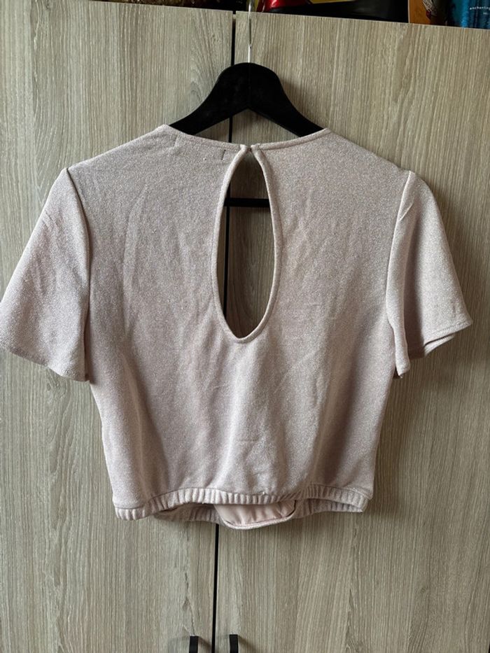 Blouse crop top pailleté cache cœur Bershka - photo numéro 7