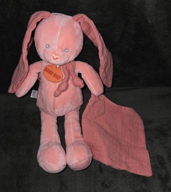 Peluche lapin pantin terracota avec mouchoir lange - Baby Nat
