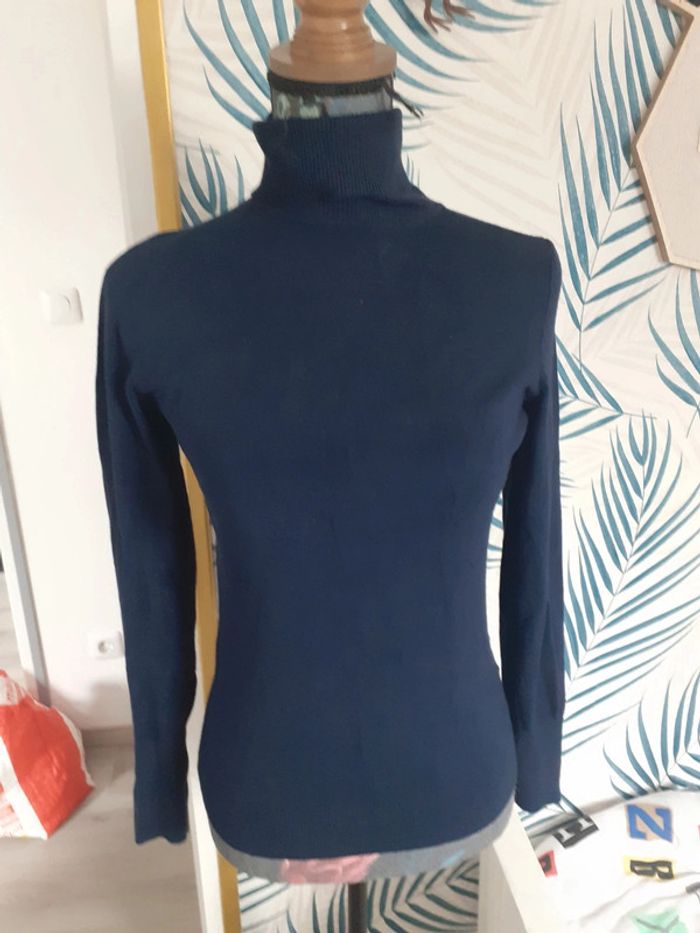 Pull marine col roulé S