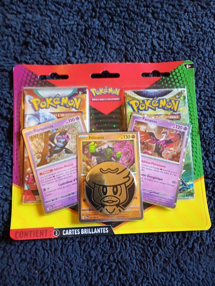 Pokémon Duo Pack Félicanis Fortusimia Favianos – 1 booster Écarlate & Violet + 1 booster Stars Étincelantes
