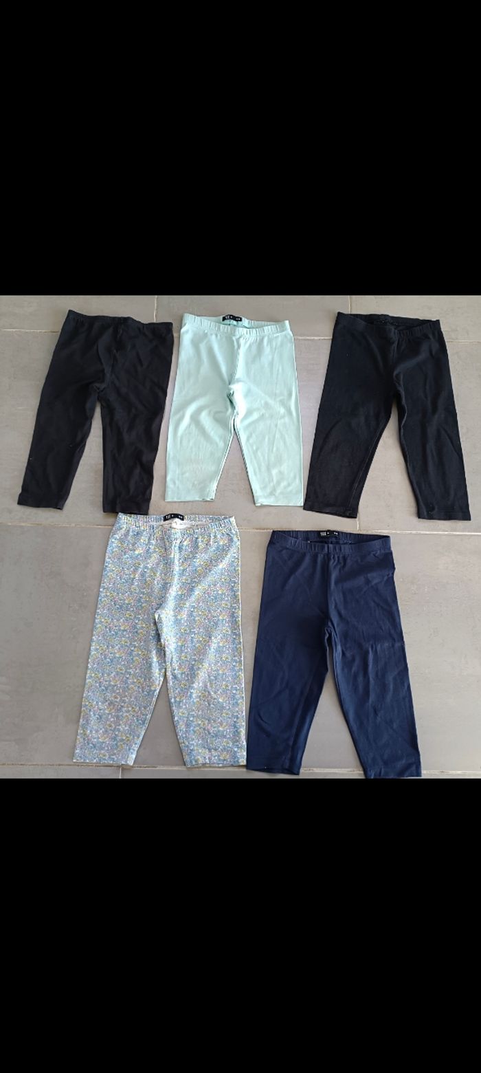 Lot de leggings courts ou leggings bermudas en coton bio et 5-6 ans