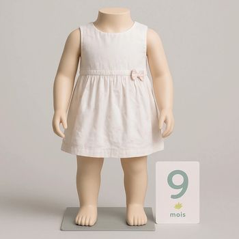 Robe bébé 9 mois blanche et rose motif cerise