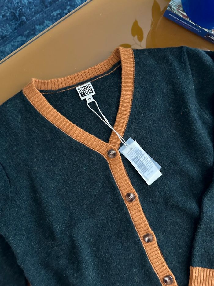 Cardigan bonton noir et marron - photo numéro 6