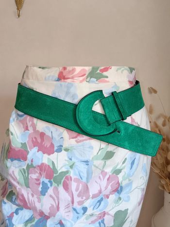 Ceinture cuir daim vert | Léo Isba | taille 80
