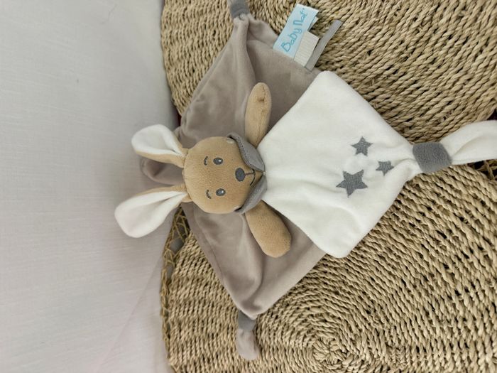 doudou plat lapin blanc marron beige étoiles Perlim BABYNAT - photo numéro 4
