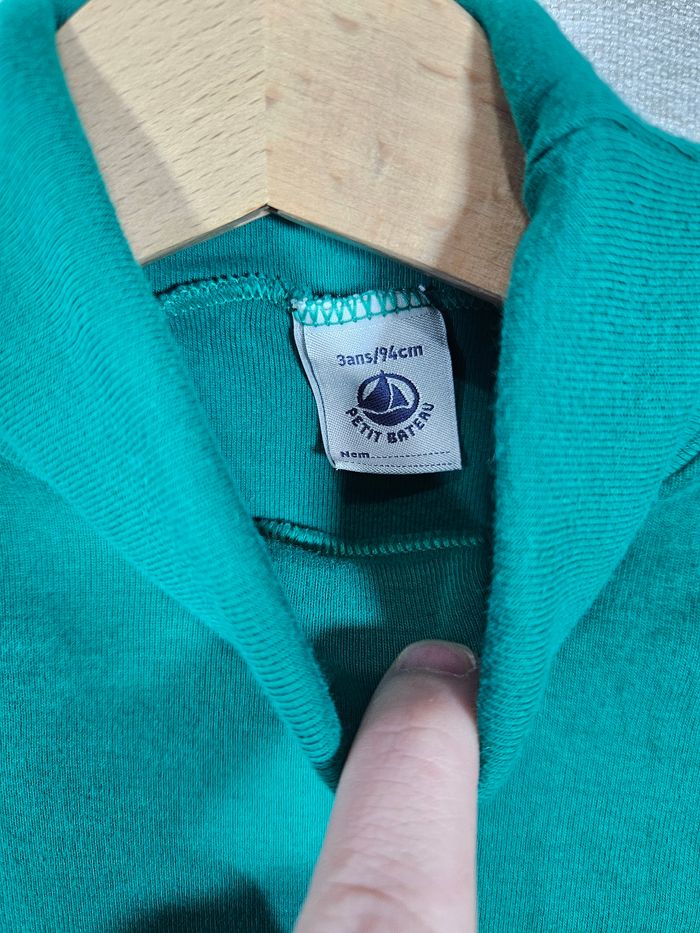 Sous-pull à col roulé  vert petit bateau 3 ans - photo numéro 2