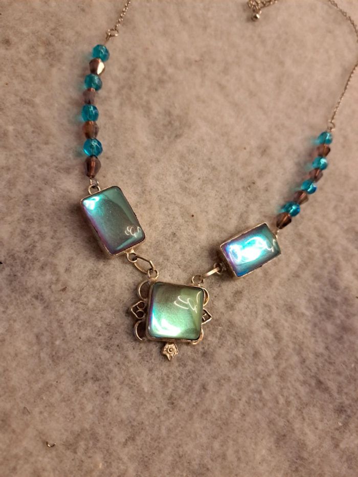Collier strass bleu/vert - photo numéro 4