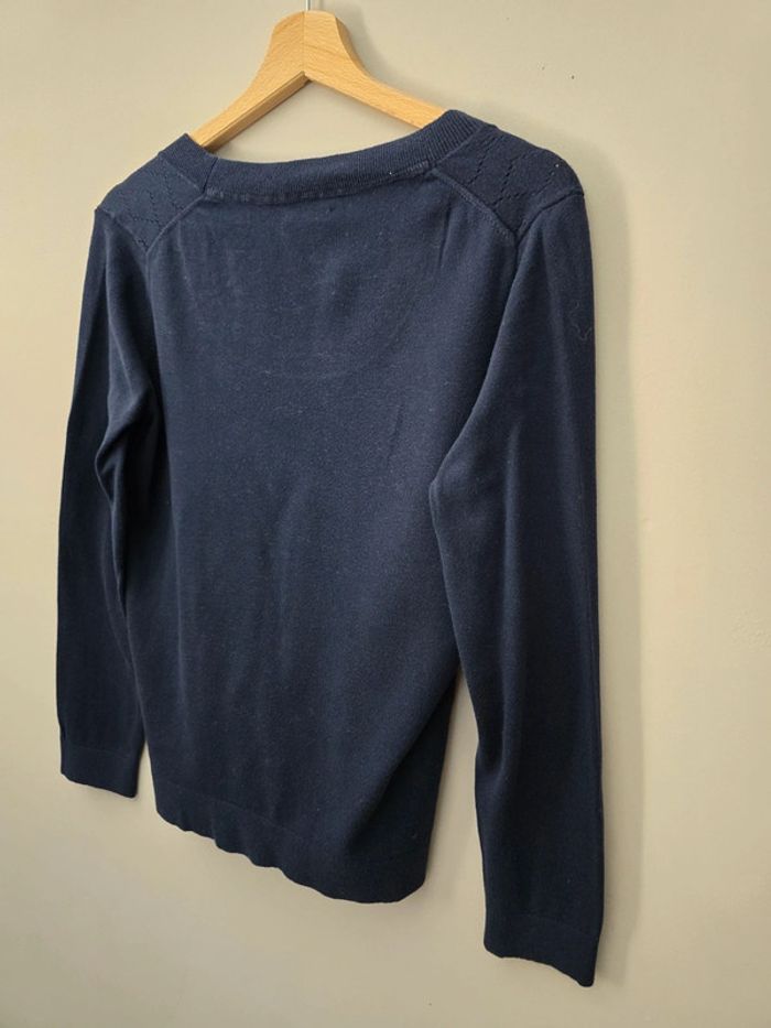Pull Tommy Hilfiger col rond bleu marine M motif ajouré / chic casual - photo numéro 5