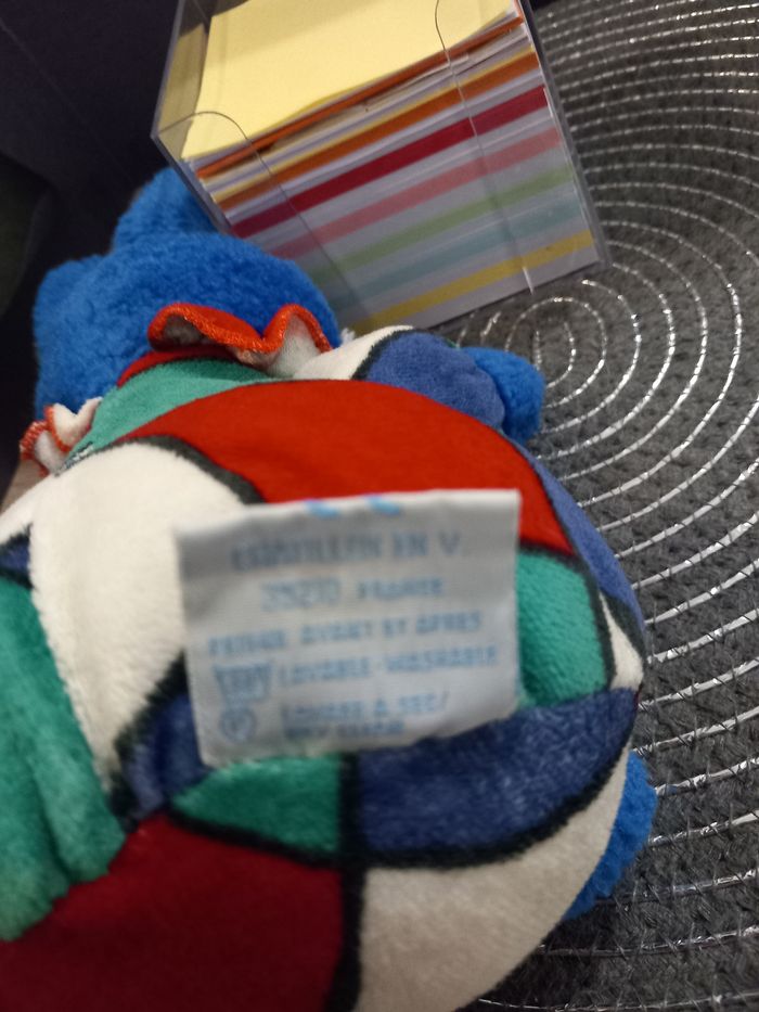 Peluche lapin boule arlequin vintage marque nounours a grelot - photo numéro 6