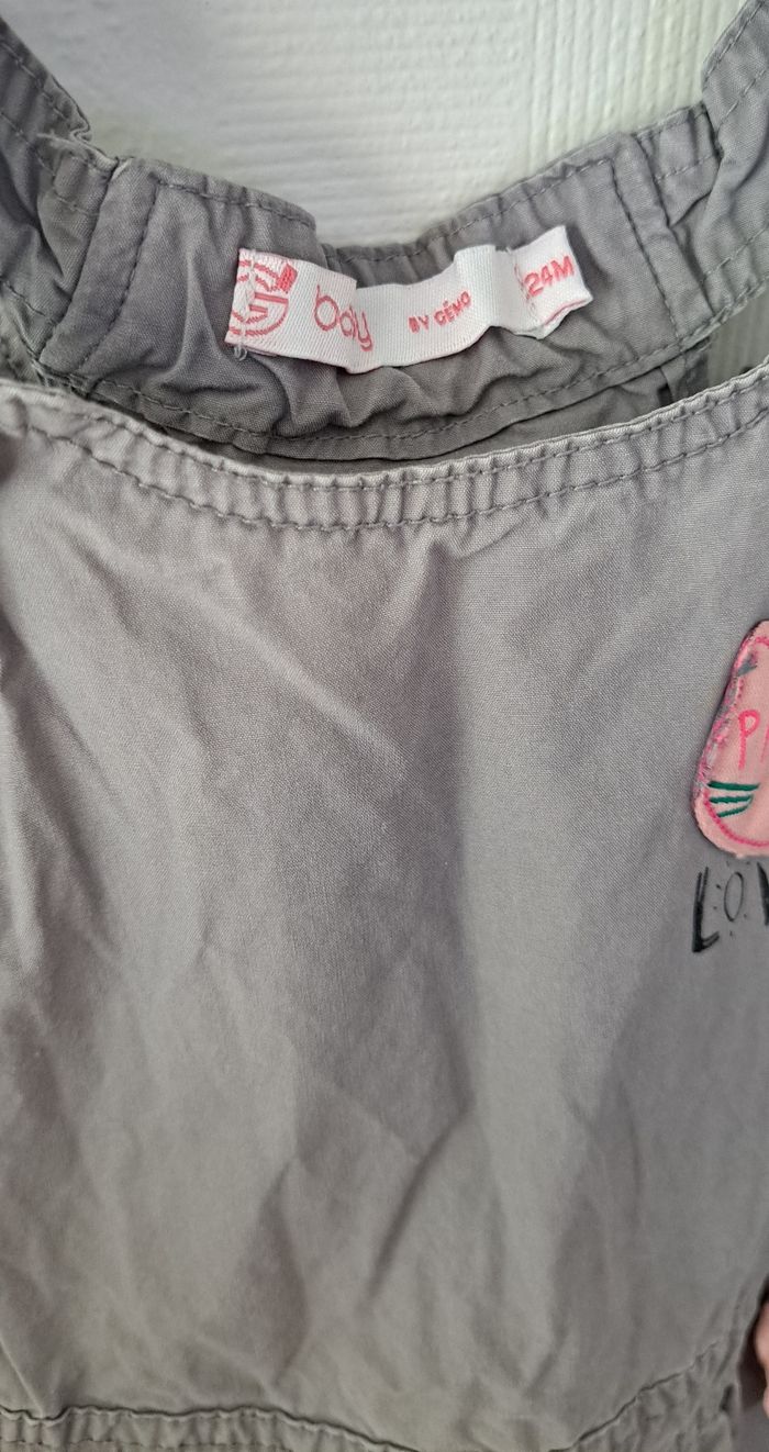 Robe grise à bretelles effet boule 2 ans - photo numéro 4