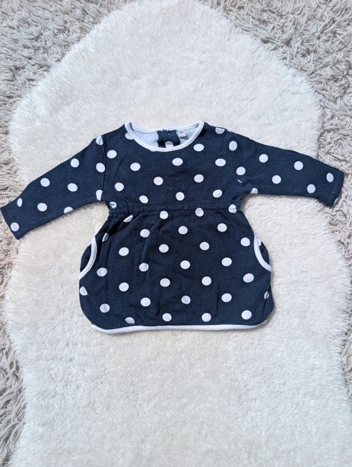 Robe marine à pois Blanc 6 mois