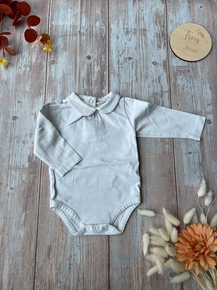 Bodie blanc à col 3 mois