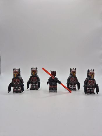 Figurines type lego Sith Dark Maul + 4 guerriers mandalorian star wars