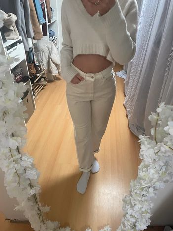 Jeans taille haute bicolore