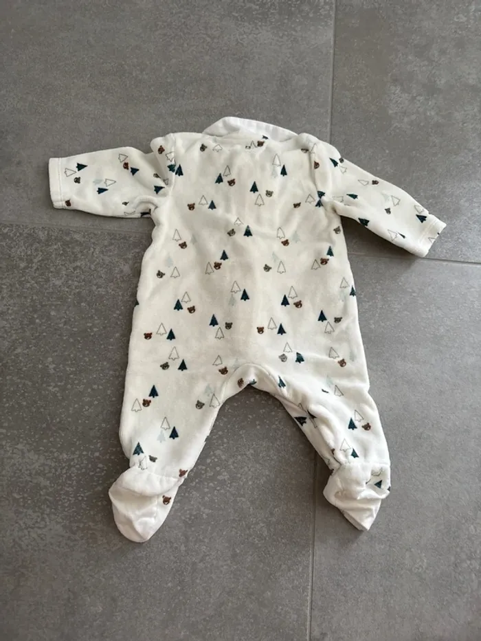 Pyjama ourson 1 mois ouverture avant - photo numéro 2
