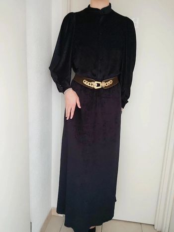 Robe longue velours noir Vintage 40s - 38/M à 40/L