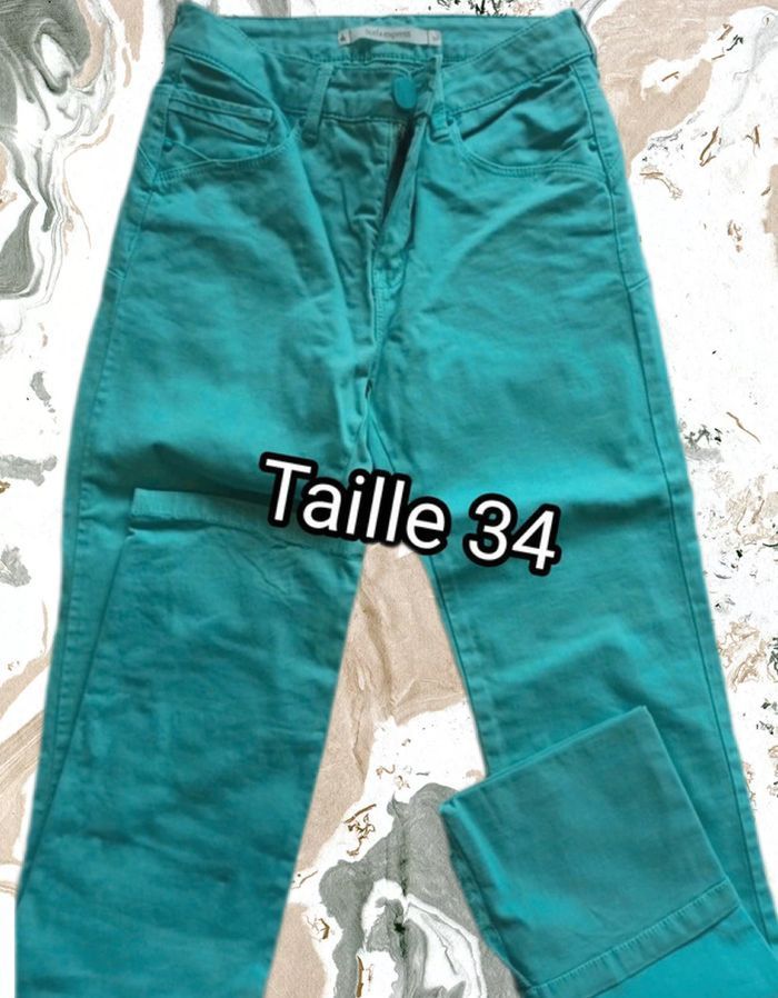 Pantalon femme taille 34 turquoise