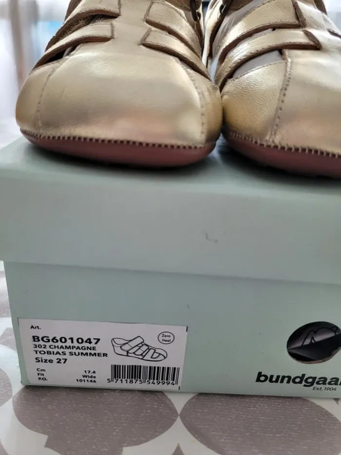 Sandales dorée cuir bundgaard neuves - photo numéro 2