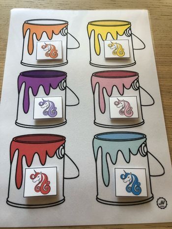 Fiche Montessori : Le tri des couleurs : Les licornes