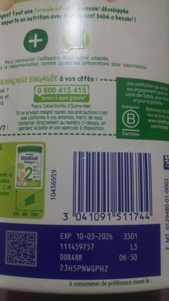 Lait Blédilait 1 ages - photo numéro 2