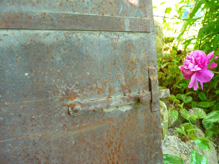 Porte ancienne four metal vieilli bricolage aménagement vintage TBE - photo numéro 2