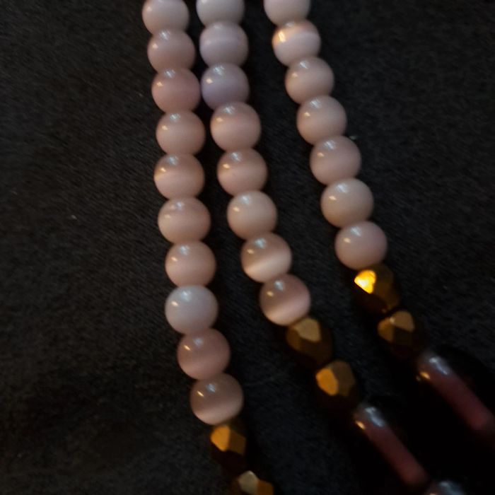 Collier chic multi rang violet rose bronze - photo numéro 6