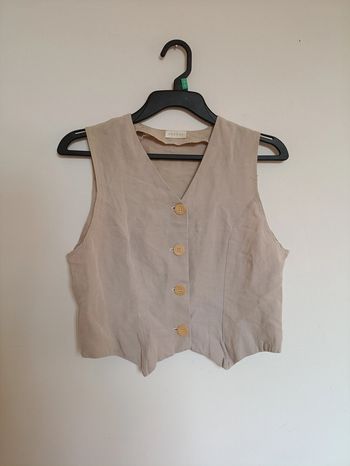 Gilet sans manches beige à boutons Promod