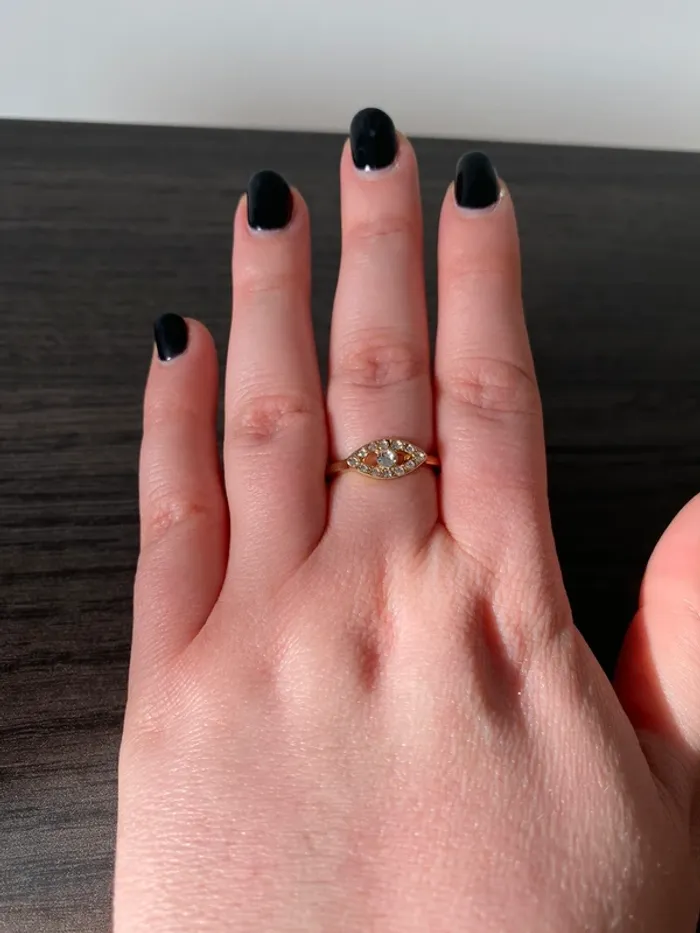 Bague œil doré et strass