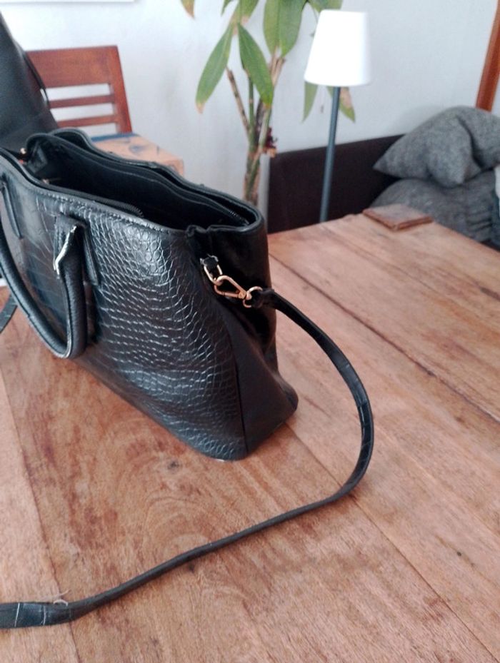 Sac à main noir en similicuir - photo numéro 2