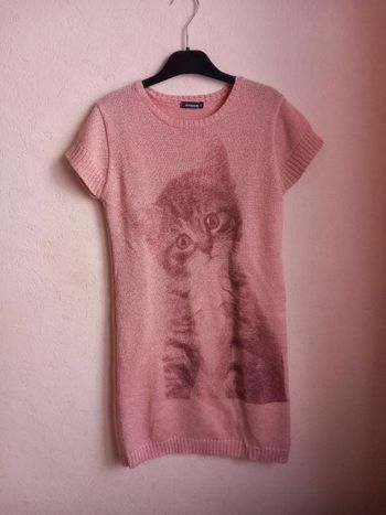 Robe en laine fille motif chat😽