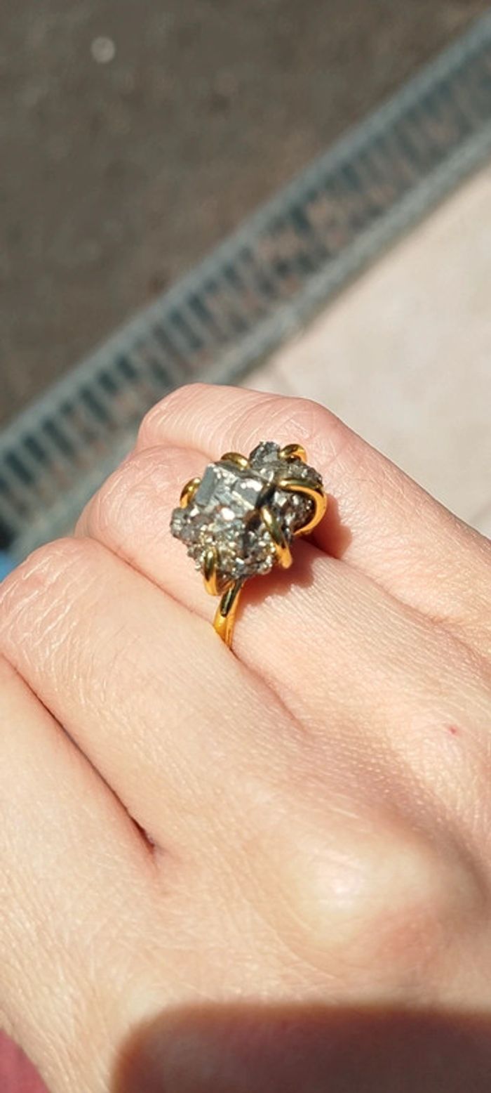 Magnifique 🎀 bague Unique en Pyrite Naturelle - photo numéro 9