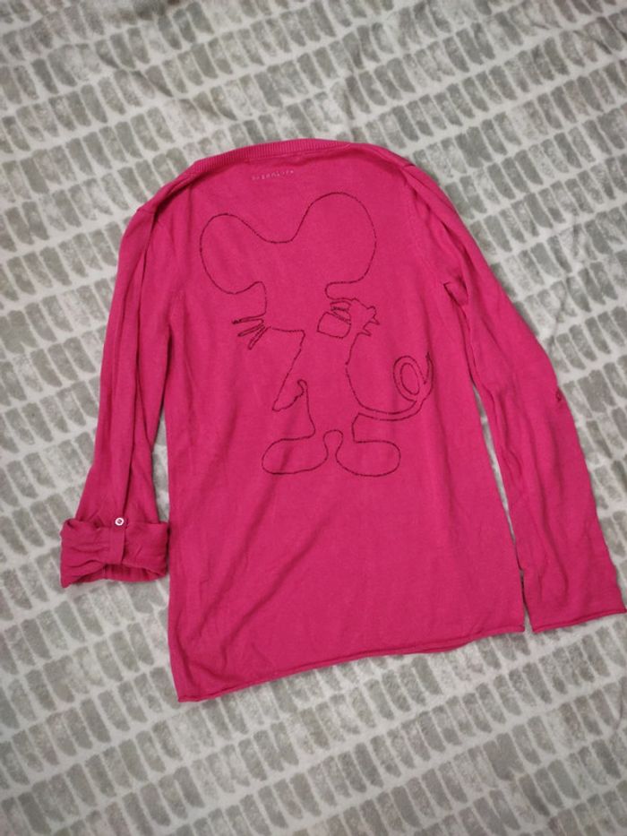 Pull fin rose col rond décolleté coton soie Bérénice taille s - photo numéro 1