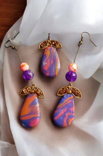 Parrurre boucles d'oreilles pendante avec pendentif