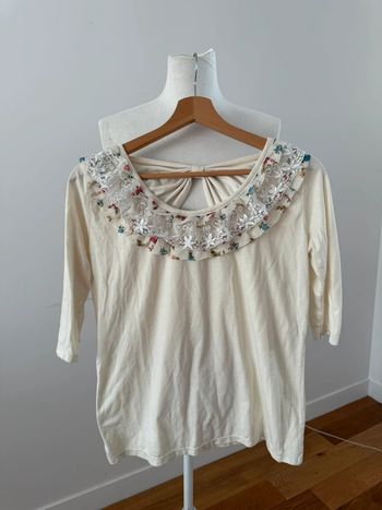 Joli haut col dentelle vintage S/36