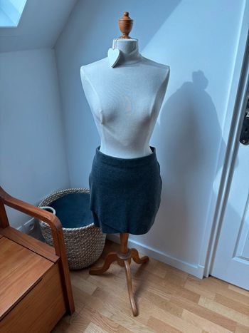 Mini jupe grise taille élastique - H&M - M