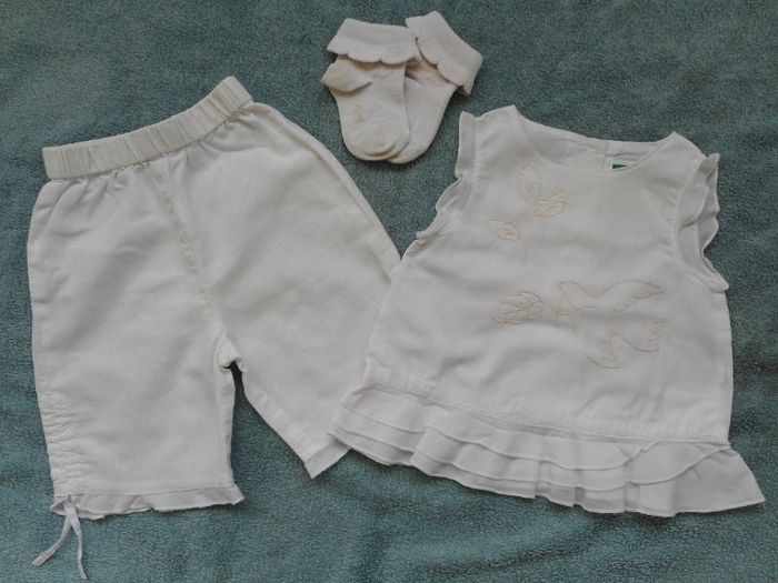 Pantacourt + tunique blanc - Vert Baudet - 6 mois