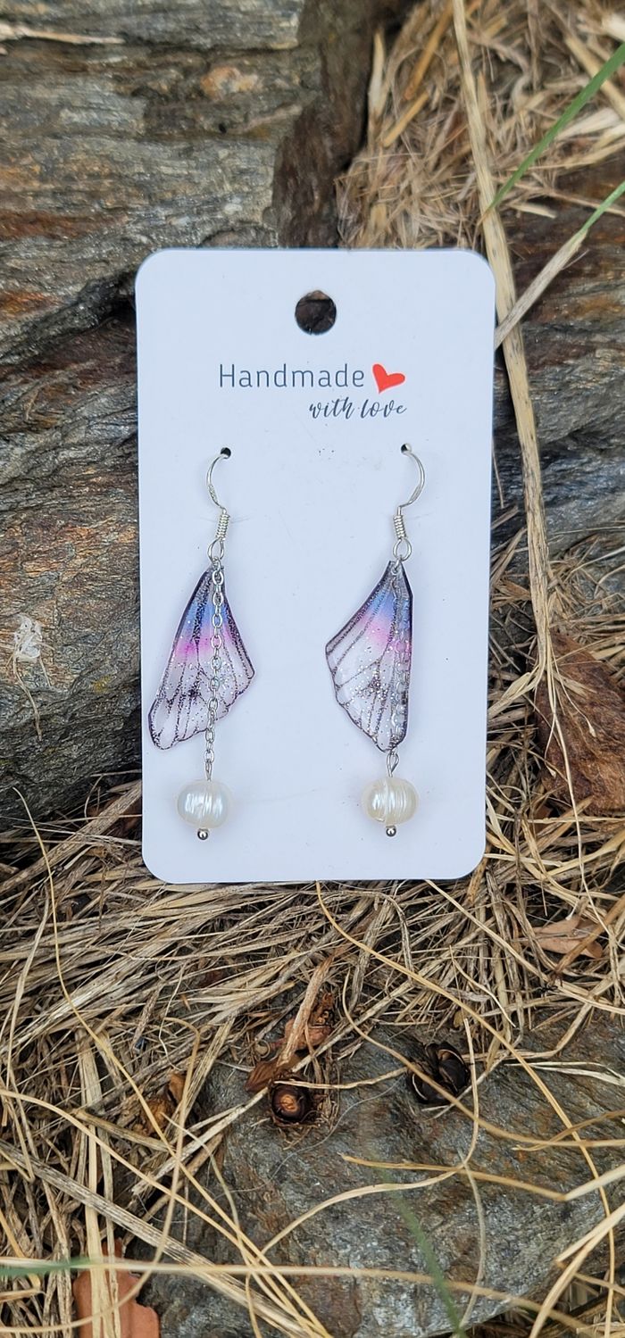 Boucles d'oreilles elfique aile de fée fait main - photo numéro 2