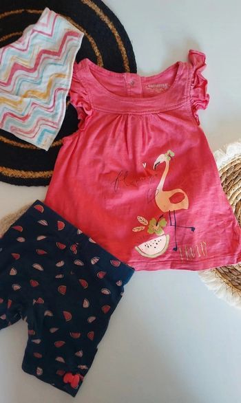 Ensemble bébé fille flamant rose animal pastèque débardeur pantacourt legging printemps été