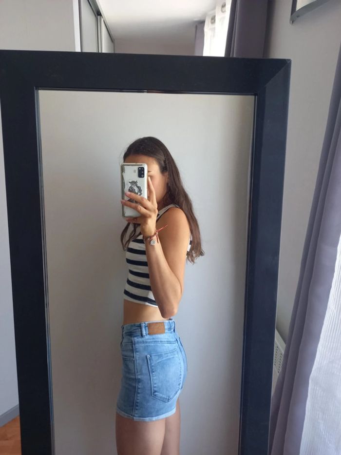 Short taille haute en jean - photo numéro 3