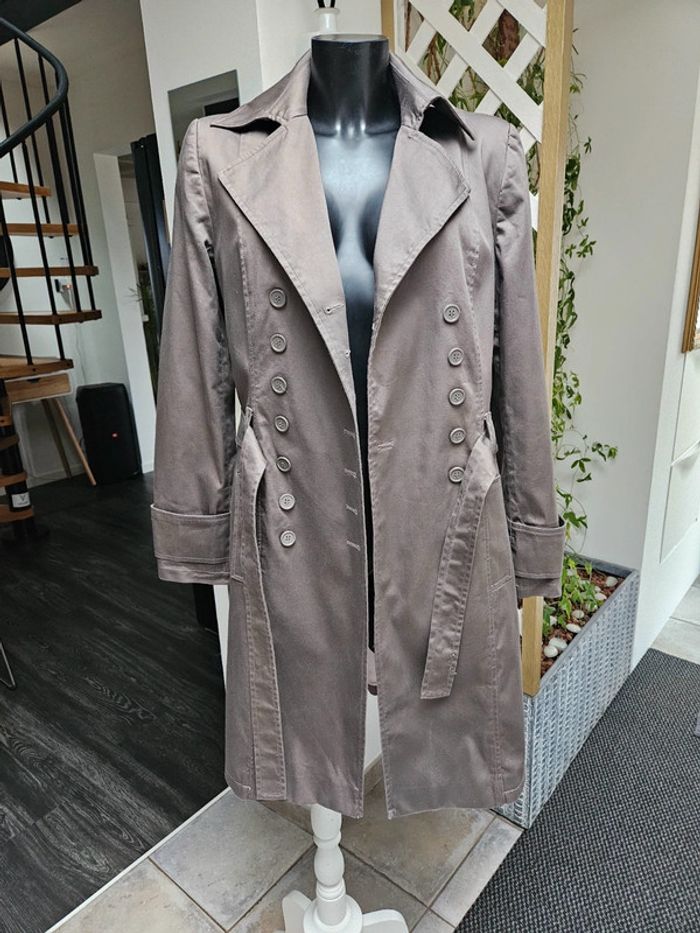 Trench marron taupe taille M - photo numéro 4
