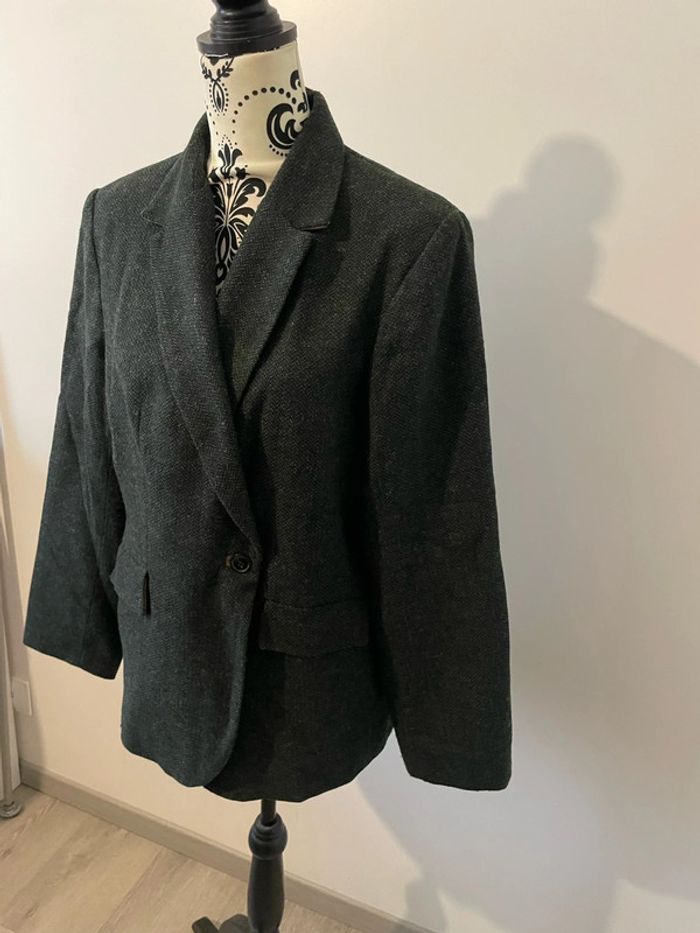 Veste blazer à manches longues vert foncé piqué beige Grain de Malice taille 44 - photo numéro 3