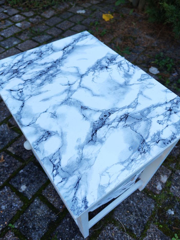 Meuble d'appoint SDB ou table de chevet blanc tiroir en osier - photo numéro 10