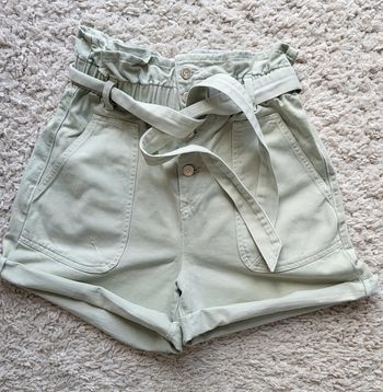 Short en jean taille haute vert d'eau, vert pâle Zara Taille 36