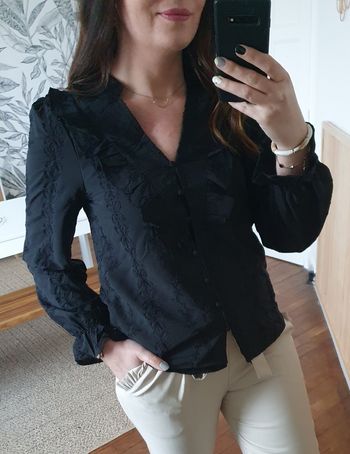 Blouse noire froufrous St Malo Taille S