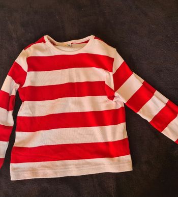 Tee-shirt rayé blanc et rouge