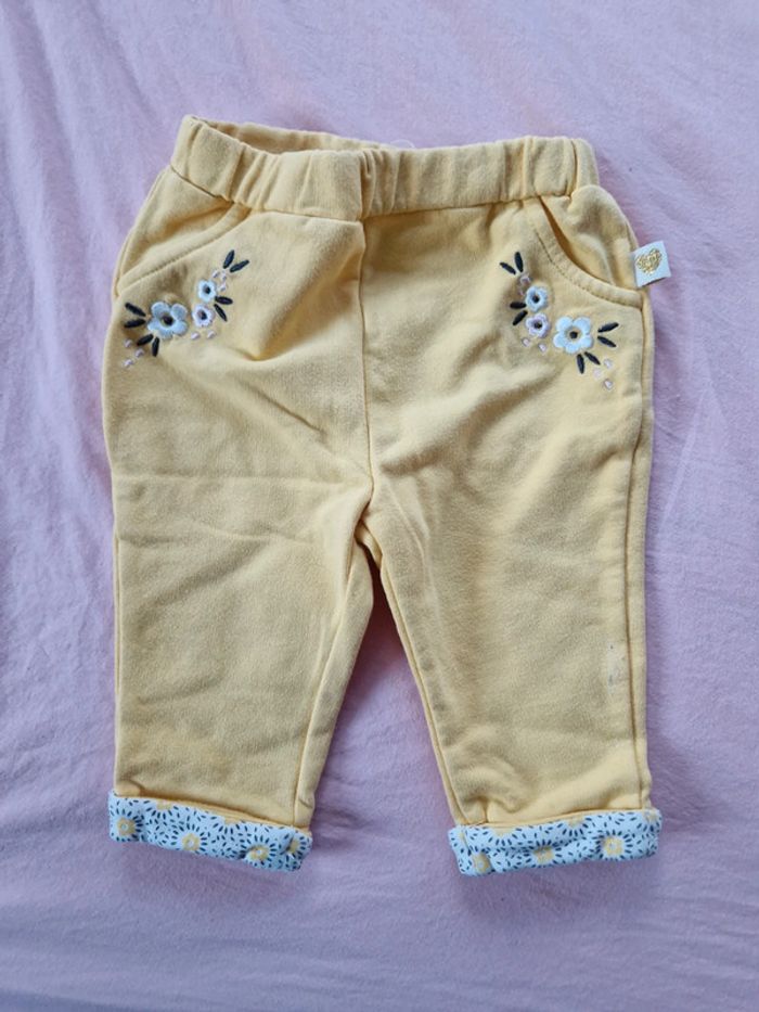 Pantalon bébé fille Mots d'enfants jaune fleurs 3 mois
