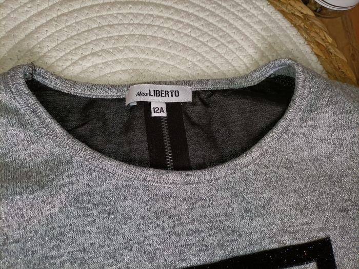 Pull gris pailleté avec chemise intégrée 12 ans Liberto - photo numéro 5